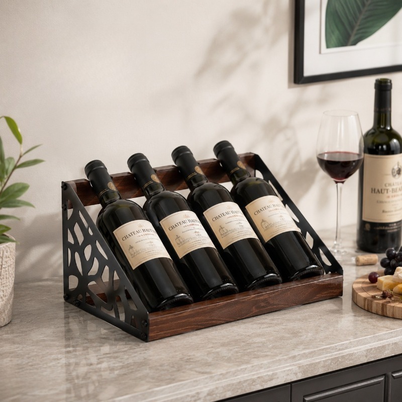 Home Bar Shelf - رف خشبي للنبيذ للبار المنزلي، حاملات