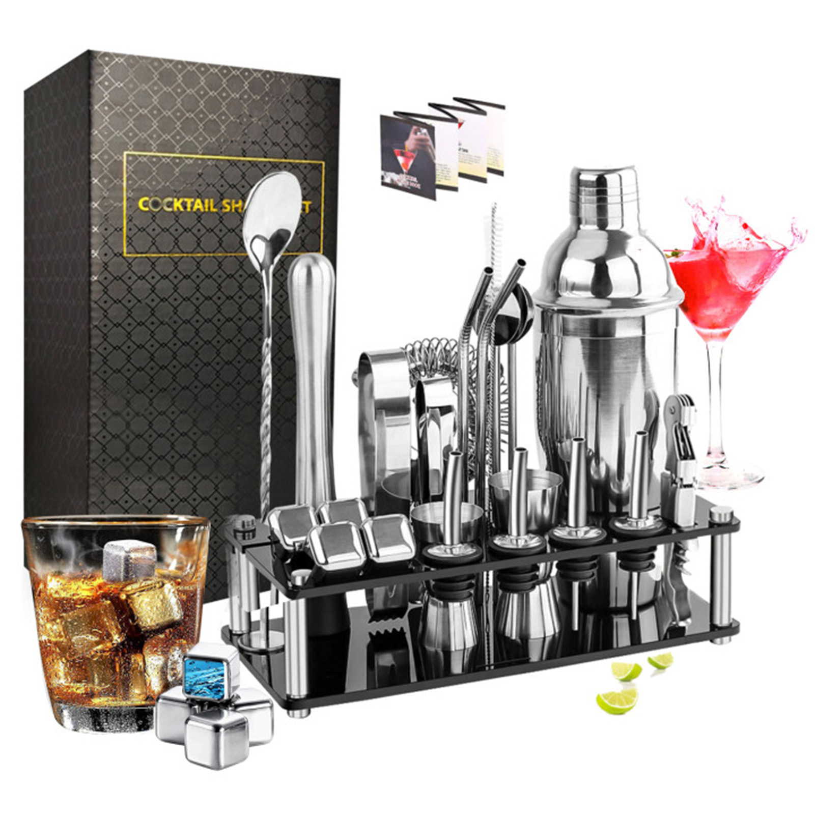 Cocktail Recipe Book - كوكتيل صنع مجموعة شاكر شريط الفولاذ