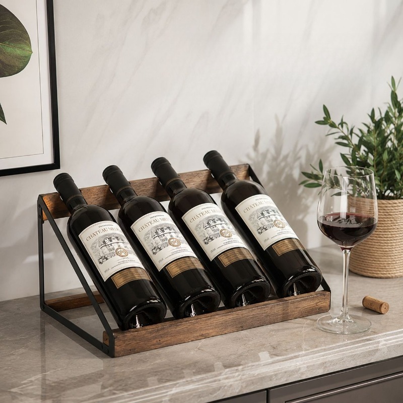 رف خشبي للنبيذ للبار المنزلي،  - مراجعة Home Bar Shelf وسعره
